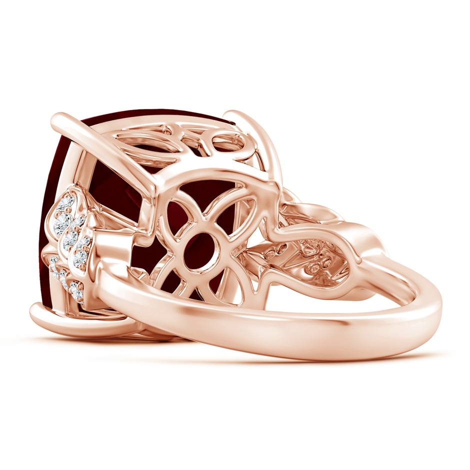 14.04x14.06x8.38mm AAAA GIA Certified Cushion Garnet Ring with Leaf Motifs in 18K Rose Gold side 399