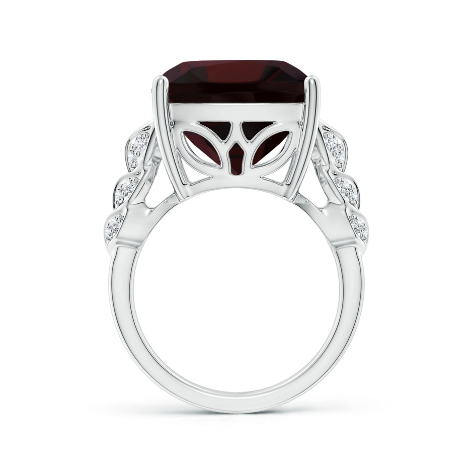 14.04x14.06x8.38mm AAAA GIA Certified Cushion Garnet Ring with Leaf Motifs in 18K White Gold side 199