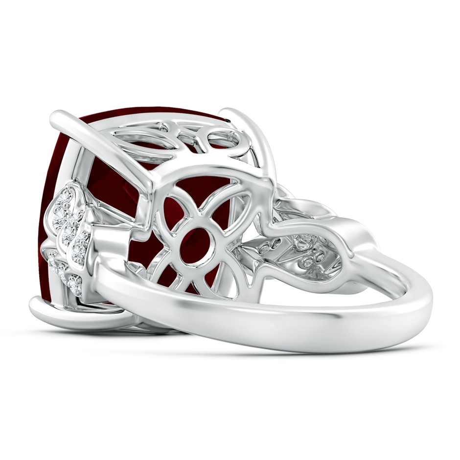 14.04x14.06x8.38mm AAAA GIA Certified Cushion Garnet Ring with Leaf Motifs in 18K White Gold side 399
