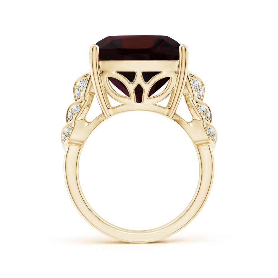 14.04x14.06x8.38mm AAAA GIA Certified Cushion Garnet Ring with Leaf Motifs in 18K Yellow Gold side 199