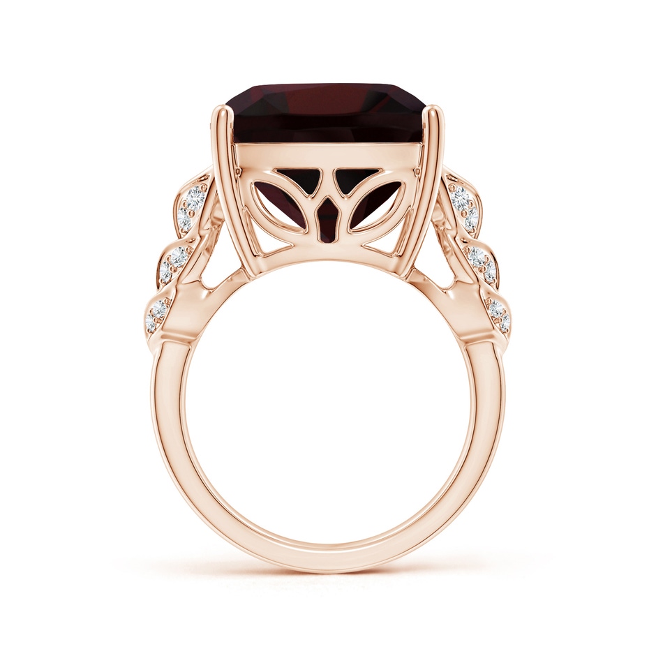 14.04x14.06x8.38mm AAAA GIA Certified Cushion Garnet Ring with Leaf Motifs in Rose Gold side 199