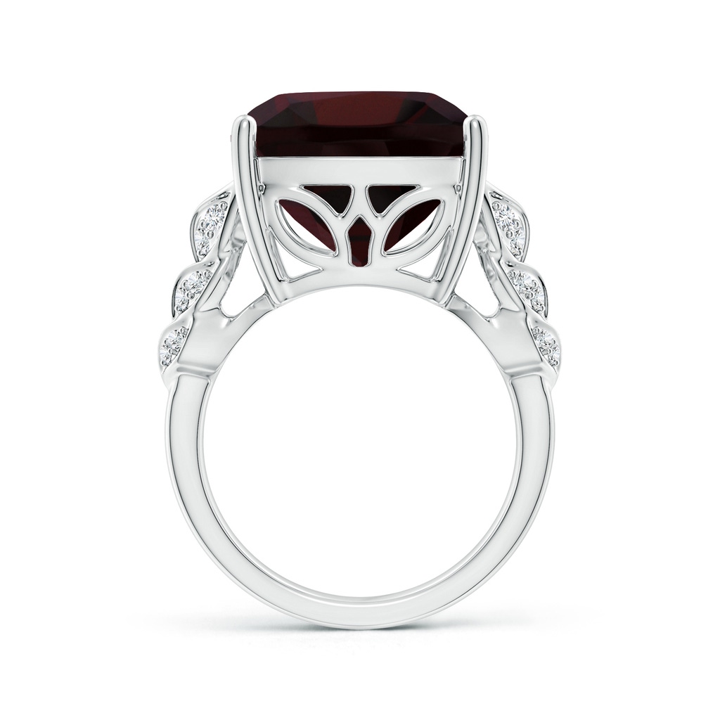 14.04x14.06x8.38mm AAAA GIA Certified Cushion Garnet Ring with Leaf Motifs in White Gold Side 199