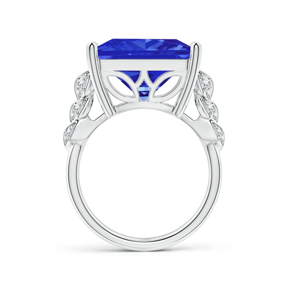 13.62x13.28x10.09mm AAAA GIA Certified Square Tanzanite Ring with Leaf Motifs in 18K White Gold side-1