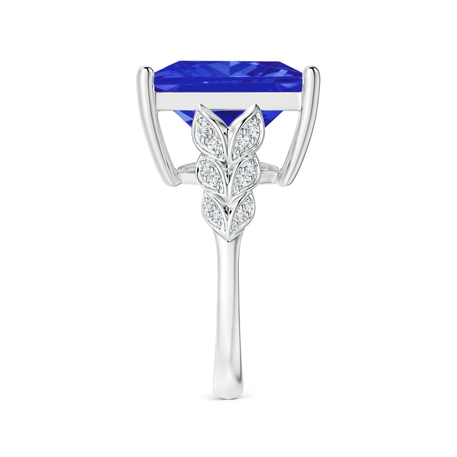 13.62x13.28x10.09mm AAAA GIA Certified Square Tanzanite Ring with Leaf Motifs in 18K White Gold side-2