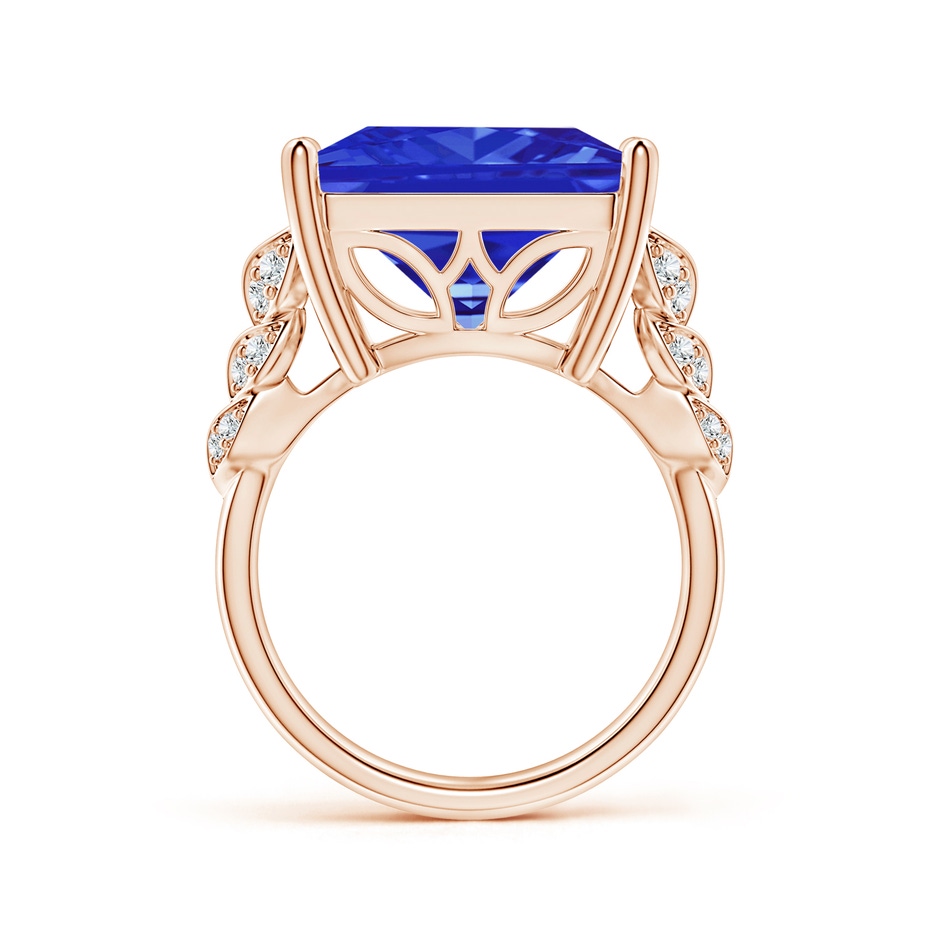 13.62x13.28x10.09mm AAAA GIA Certified Square Tanzanite Ring with Leaf Motifs in Rose Gold side-1