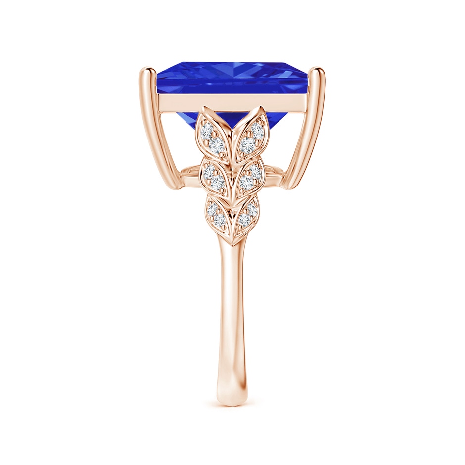 13.62x13.28x10.09mm AAAA GIA Certified Square Tanzanite Ring with Leaf Motifs in Rose Gold side-2