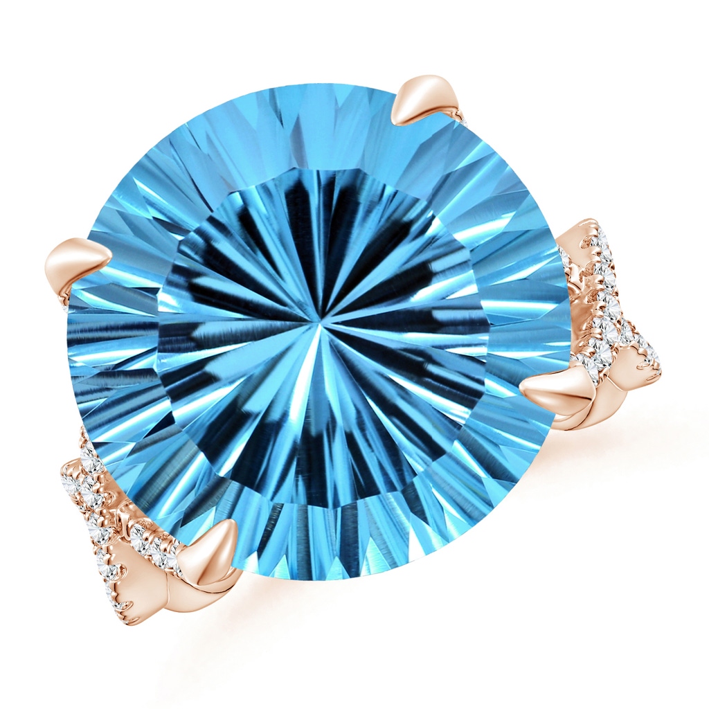 15.97x16.13x10.34mm AA GIA Certified Round Sky Blue Topaz Twisted Split Shank Ring in 10K Rose Gold