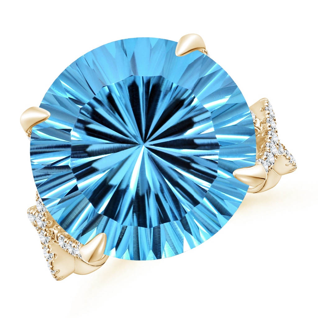 15.97x16.13x10.34mm AA GIA Certified Round Sky Blue Topaz Twisted Split Shank Ring in 10K Yellow Gold