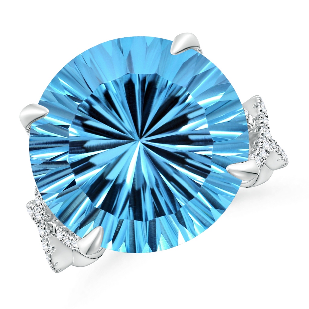 15.97x16.13x10.34mm AA GIA Certified Round Sky Blue Topaz Twisted Split Shank Ring in White Gold