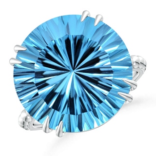 15.97x16.13x10.34mm AA GIA Certified Round Sky Blue Topaz Ring with Beaded Shank in P950 Platinum