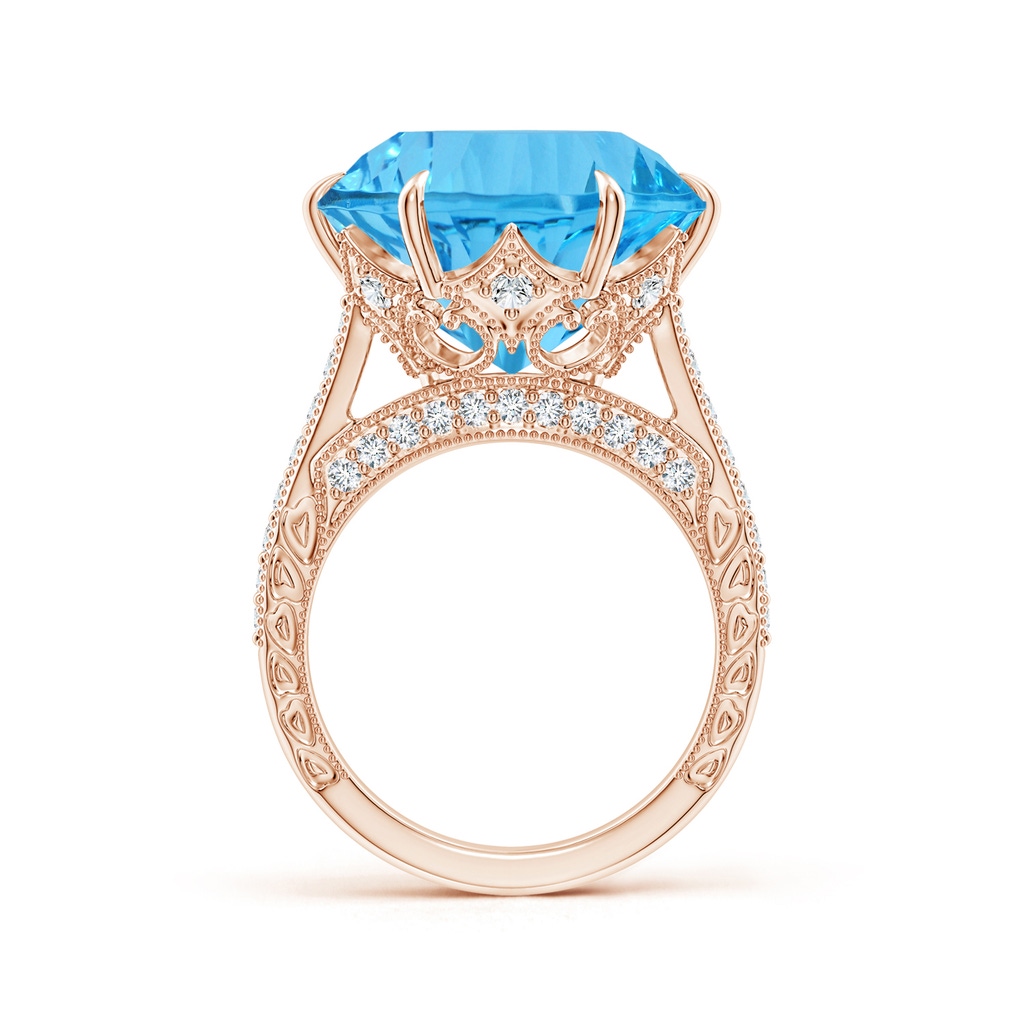 15.97x16.13x10.34mm AA GIA Certified Round Sky Blue Topaz Ring with Diamond Accents in Rose Gold - side 199