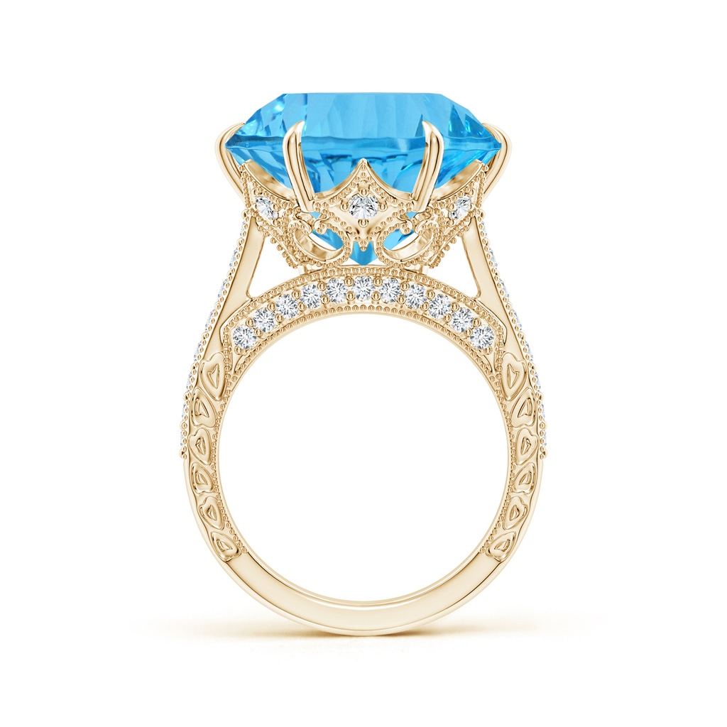 15.97x16.13x10.34mm AA GIA Certified Round Sky Blue Topaz Ring with Diamond Accents in Yellow Gold - side 199