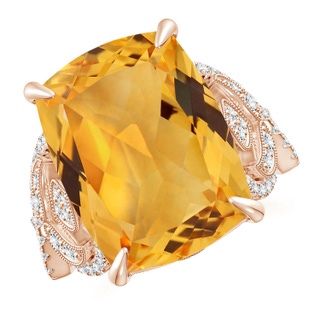 15.86x11.95x7.11mm A GIA Certified Cushion Citrine Twisted Shank Ring. in 10K Rose Gold