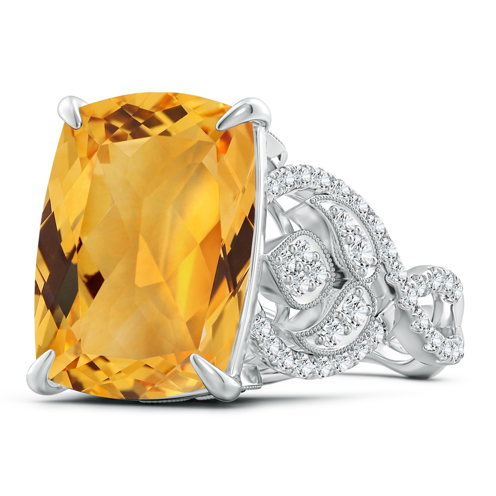 15.86x11.95x7.11mm A GIA Certified Cushion Citrine Twisted Shank Ring. in 18K White Gold Side 199