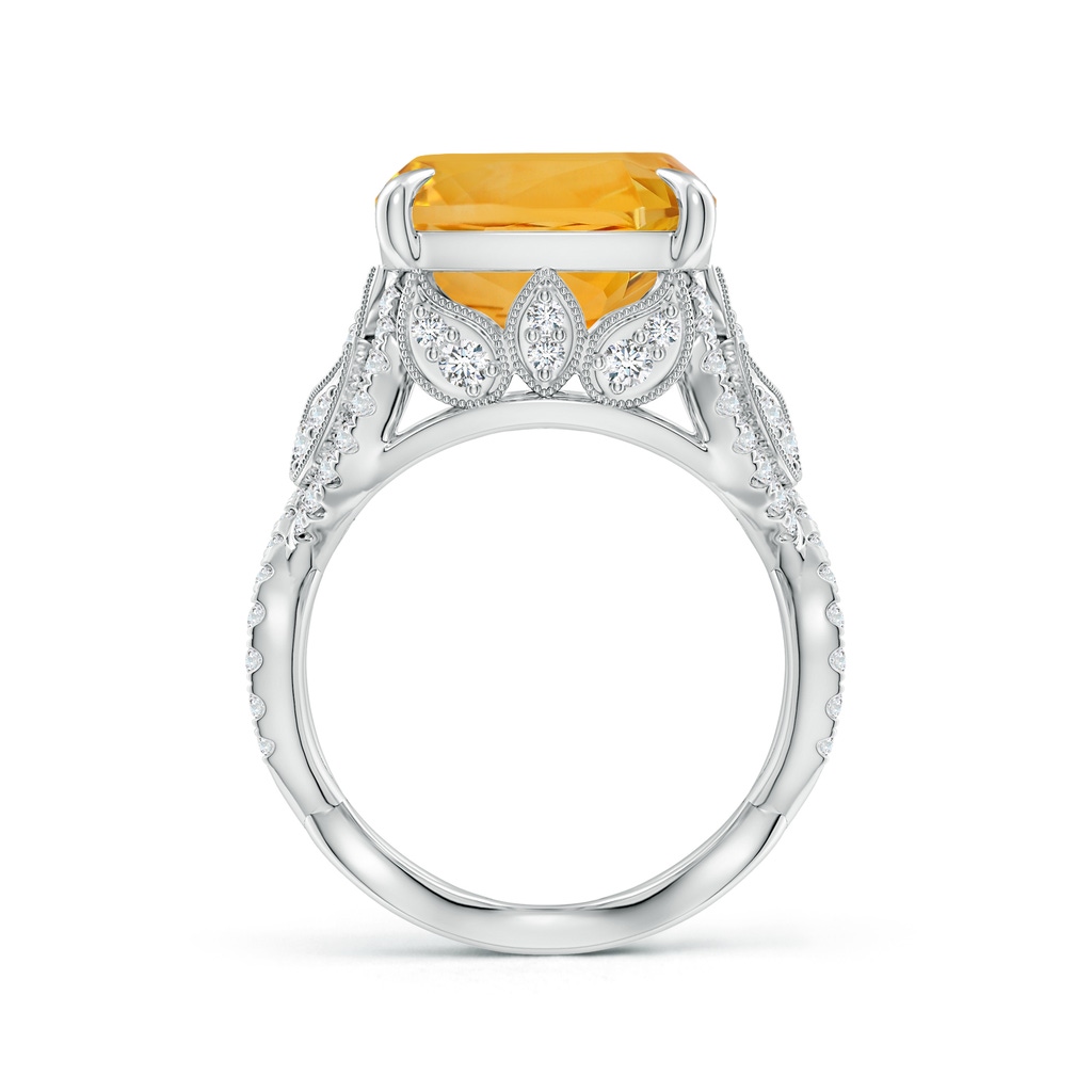 15.86x11.95x7.11mm A GIA Certified Cushion Citrine Twisted Shank Ring. in 18K White Gold Side 399