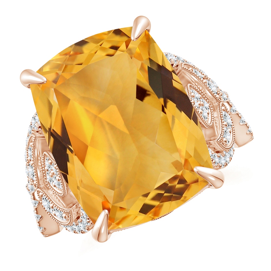 15.86x11.95x7.11mm A GIA Certified Cushion Citrine Twisted Shank Ring. in Rose Gold 