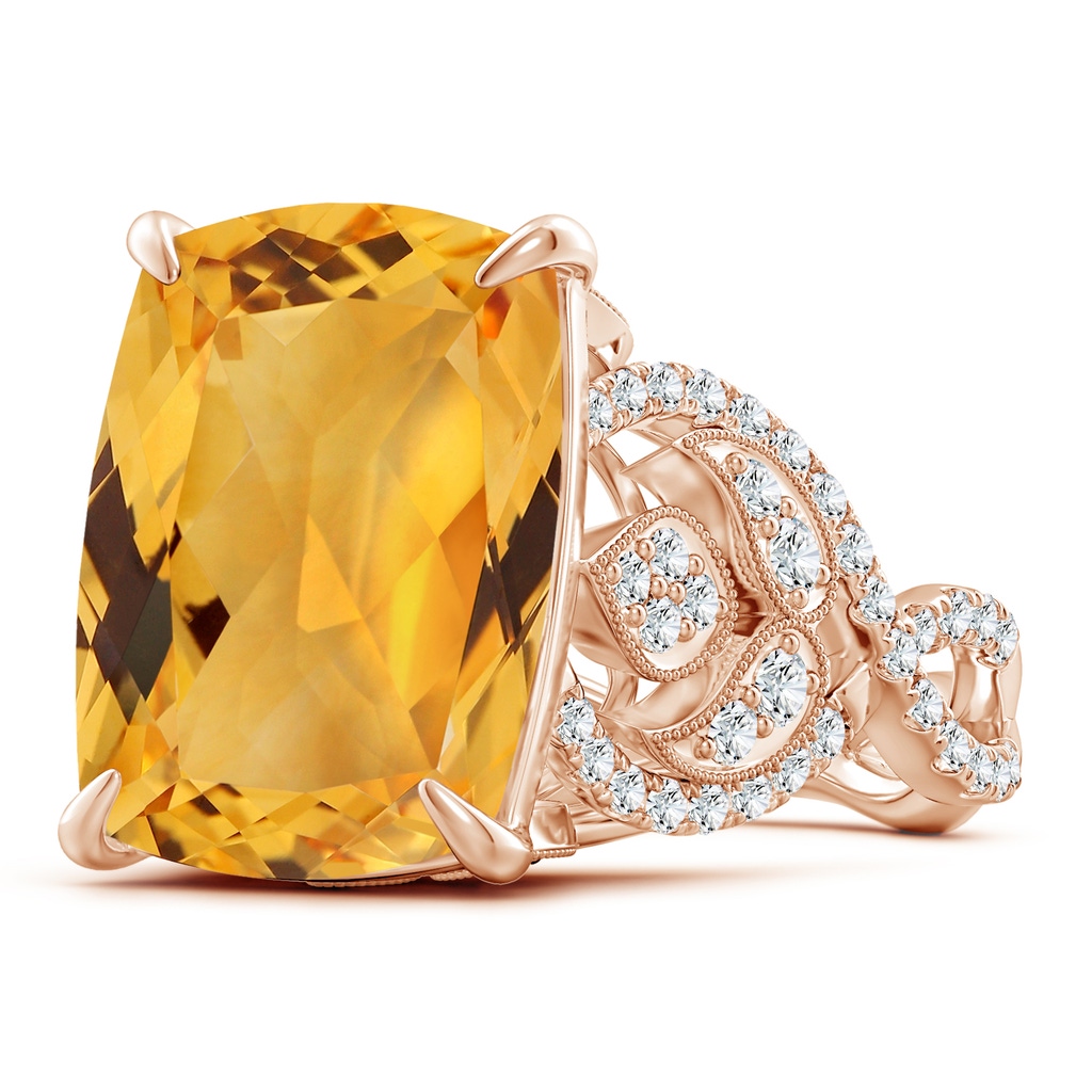 15.86x11.95x7.11mm A GIA Certified Cushion Citrine Twisted Shank Ring. in Rose Gold Side 199