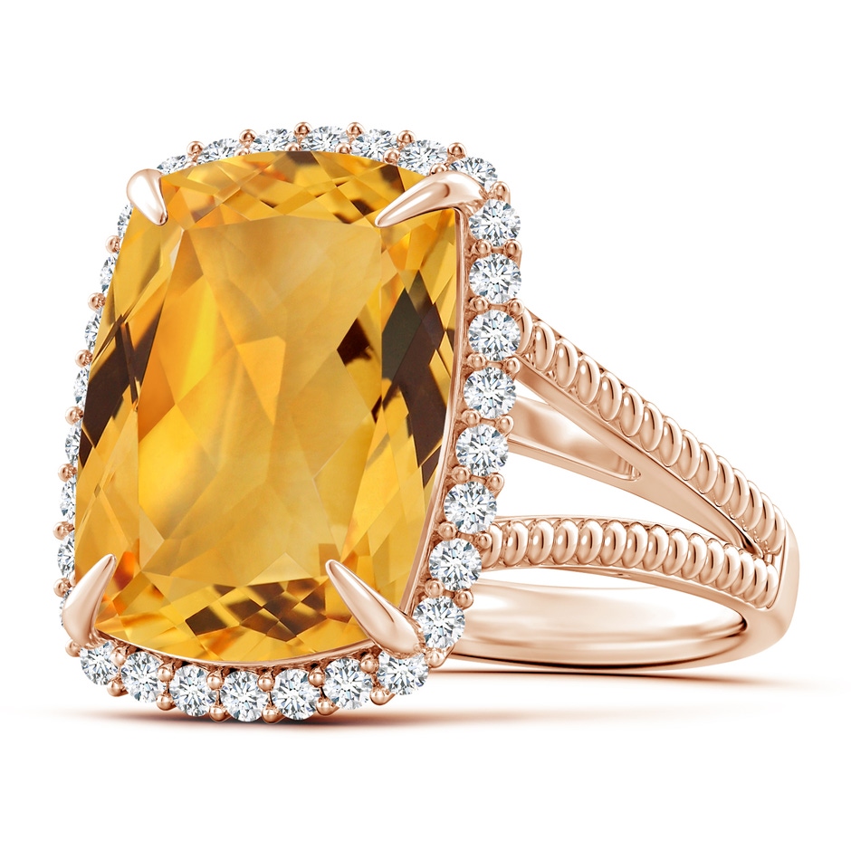 15.86x11.95x7.11mm A GIA Certified Cushion Citrine Split Shank Halo Ring. in 10K Rose Gold side 199