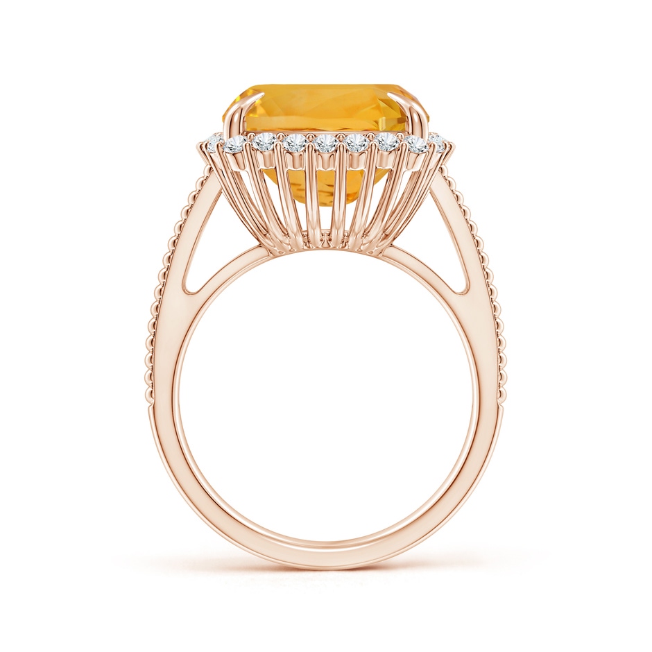 15.86x11.95x7.11mm A GIA Certified Cushion Citrine Split Shank Halo Ring. in 10K Rose Gold side 399