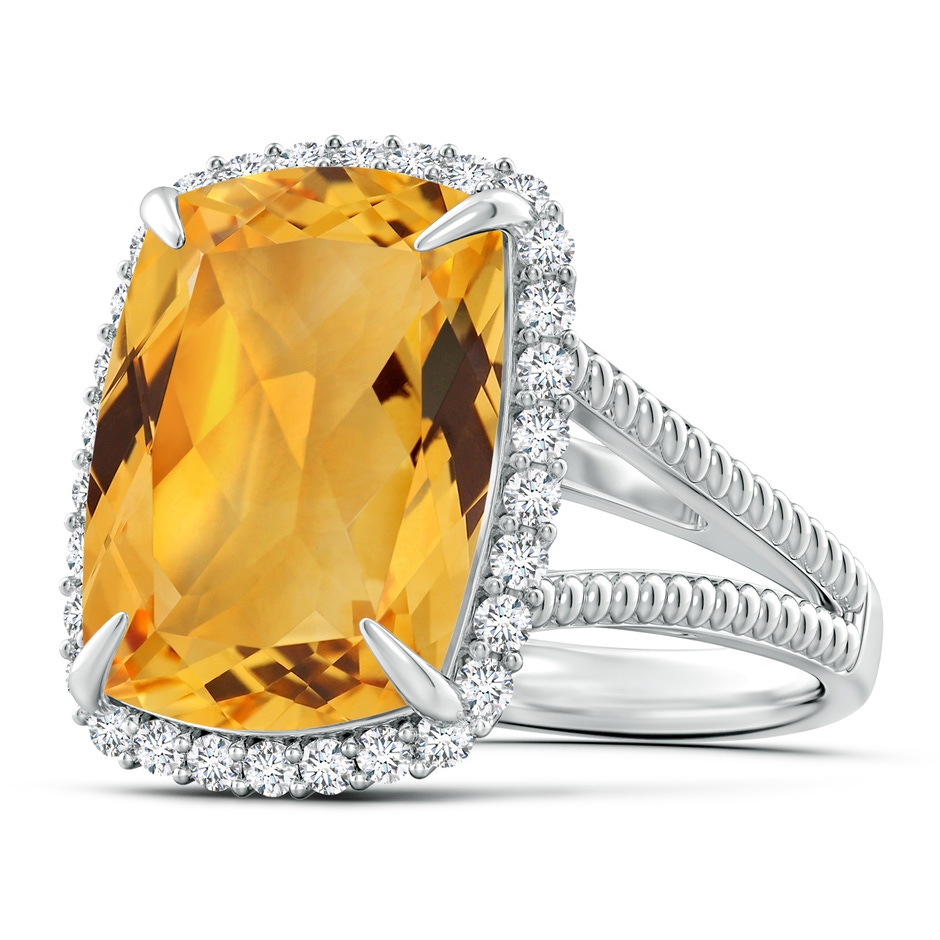 15.86x11.95x7.11mm A GIA Certified Cushion Citrine Split Shank Halo Ring. in 18K White Gold side 199