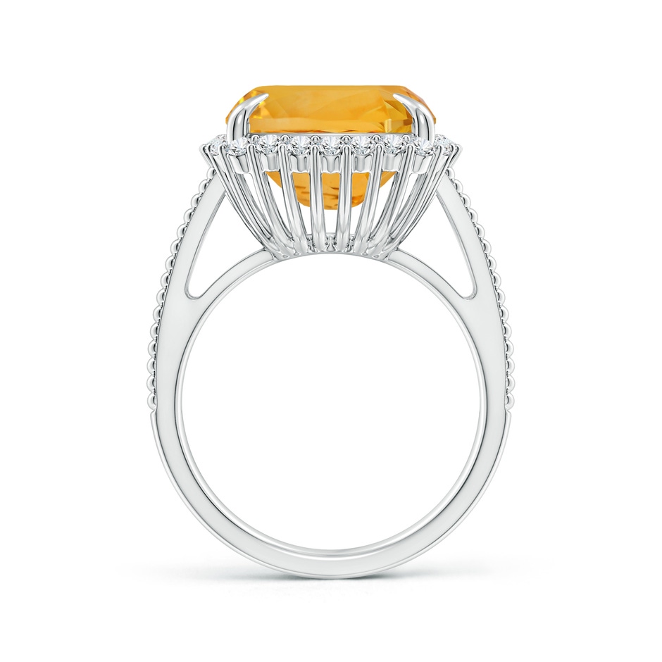 15.86x11.95x7.11mm A GIA Certified Cushion Citrine Split Shank Halo Ring. in 18K White Gold side 399