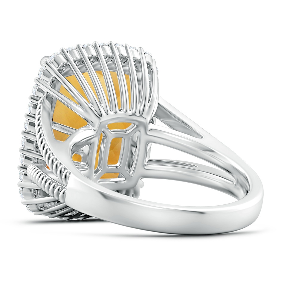 15.86x11.95x7.11mm A GIA Certified Cushion Citrine Split Shank Halo Ring. in 18K White Gold side 499