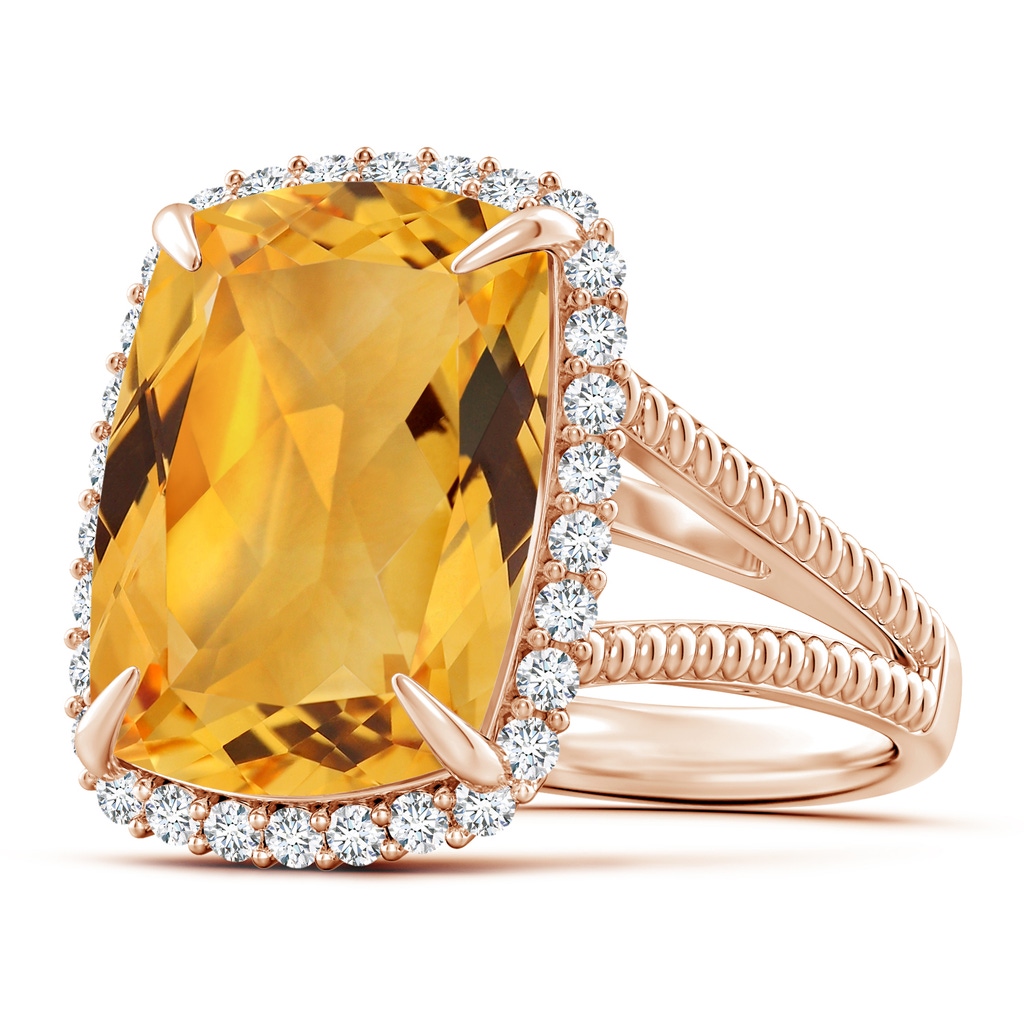 15.86x11.95x7.11mm A GIA Certified Cushion Citrine Split Shank Halo Ring. in Rose Gold - side 199