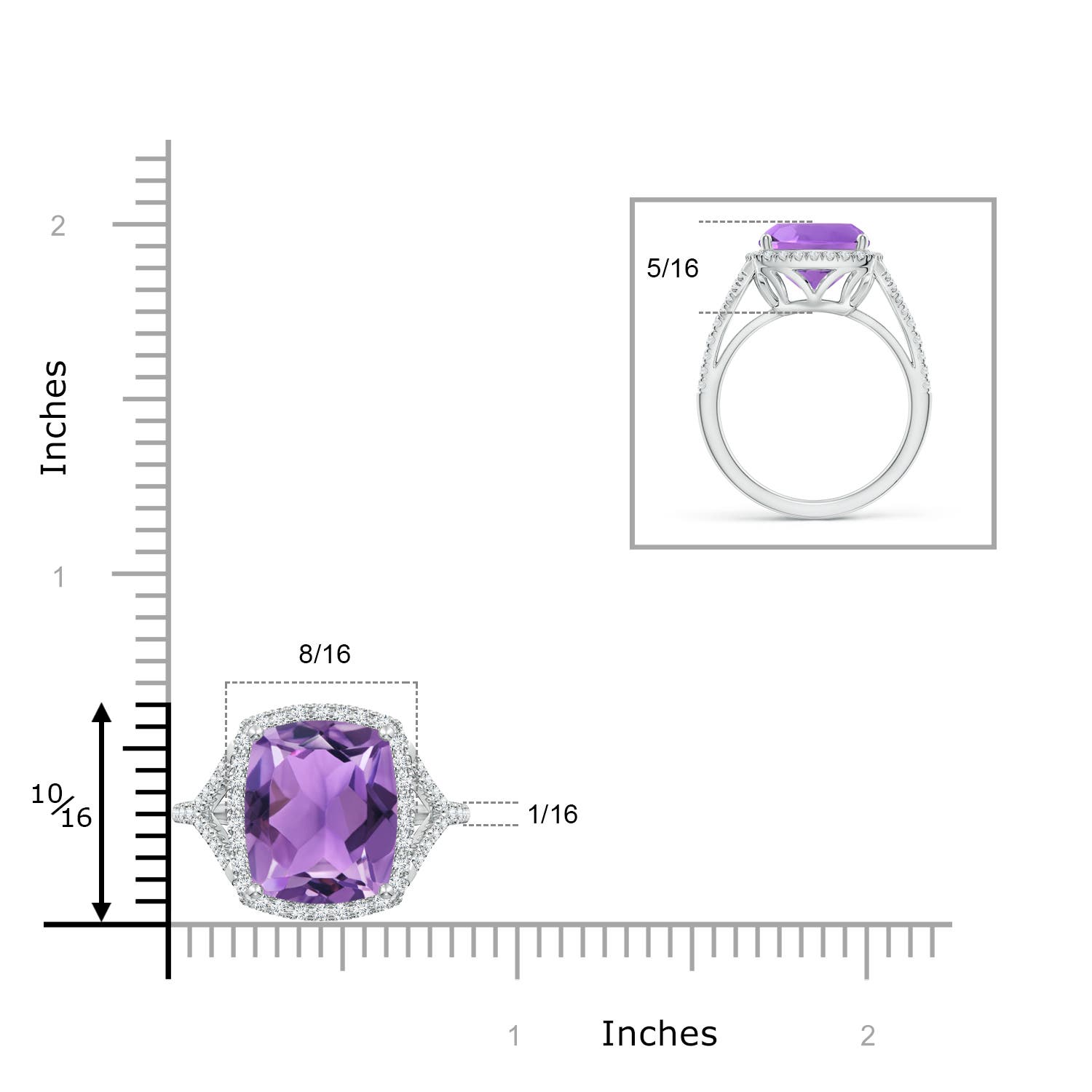 AA - Amethyst / 5.07 CT / 14 KT White Gold
