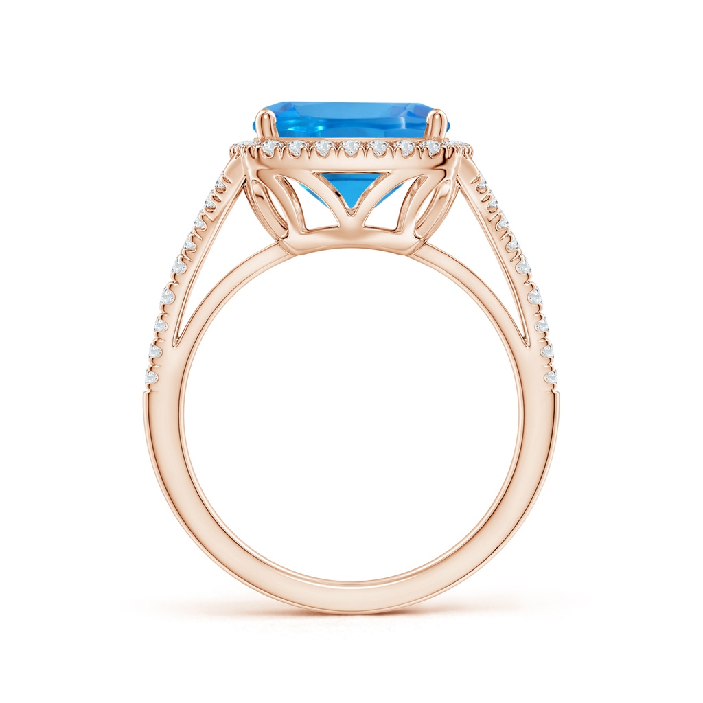 12.06x9.92x6.12mm AAAA GIA Certified Rectangular Cushion Swiss Blue Topaz Split Shank Ring in Rose Gold Side 199