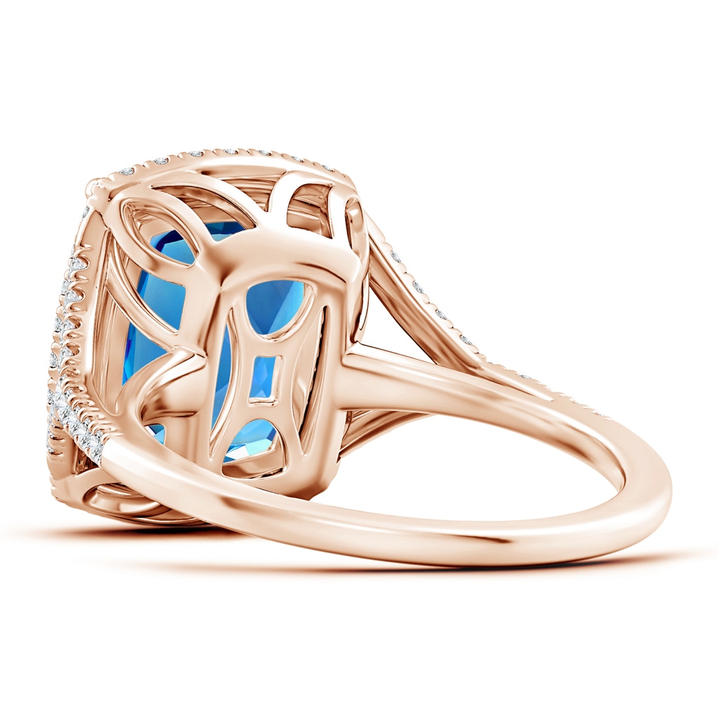 12.06x9.92x6.12mm AAAA GIA Certified Rectangular Cushion Swiss Blue Topaz Split Shank Ring in Rose Gold Side 399