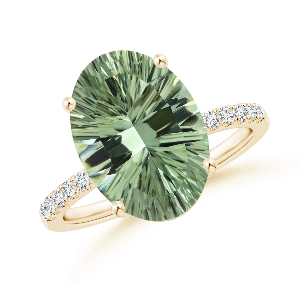 14.20x10.12x7.01mm AAAA GIA Certified Oval Green Amethyst Ring with Diamond Accents in Yellow Gold Side 199