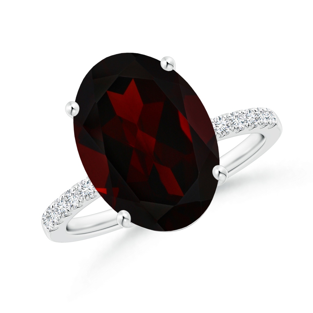 14.15x10.09x6.12mm AAA GIA Certified Oval Garnet Ring with Diamond Accents in P950 Platinum Side-1