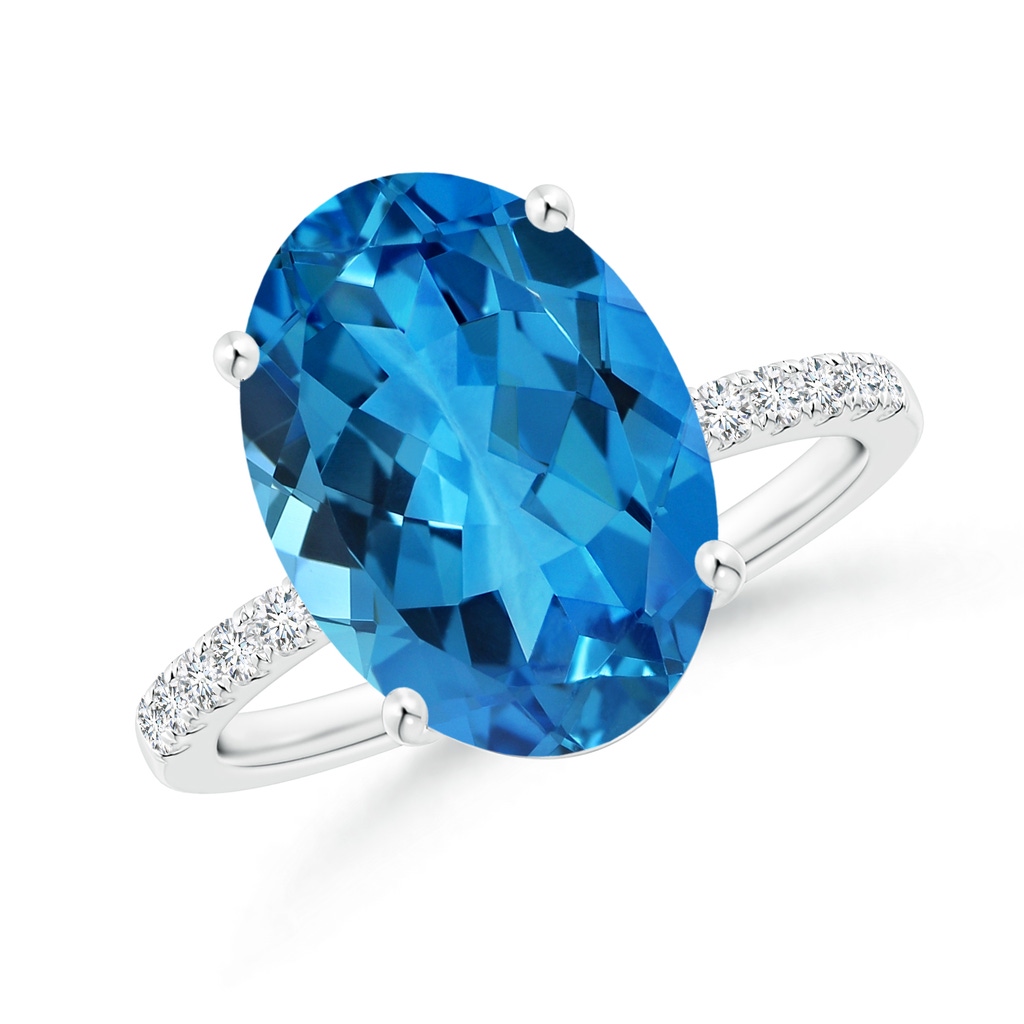 14.04x9.94x6.68mm AAA GIA Certified Oval Swiss Blue Topaz Ring with Diamond Accents in 18K White Gold Side 199
