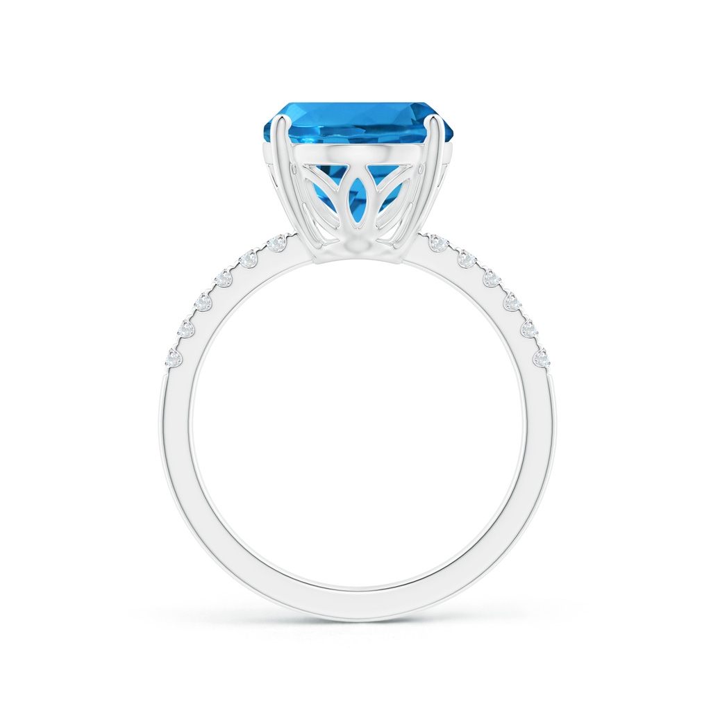 14.04x9.94x6.68mm AAA GIA Certified Oval Swiss Blue Topaz Ring with Diamond Accents in 18K White Gold Side 399