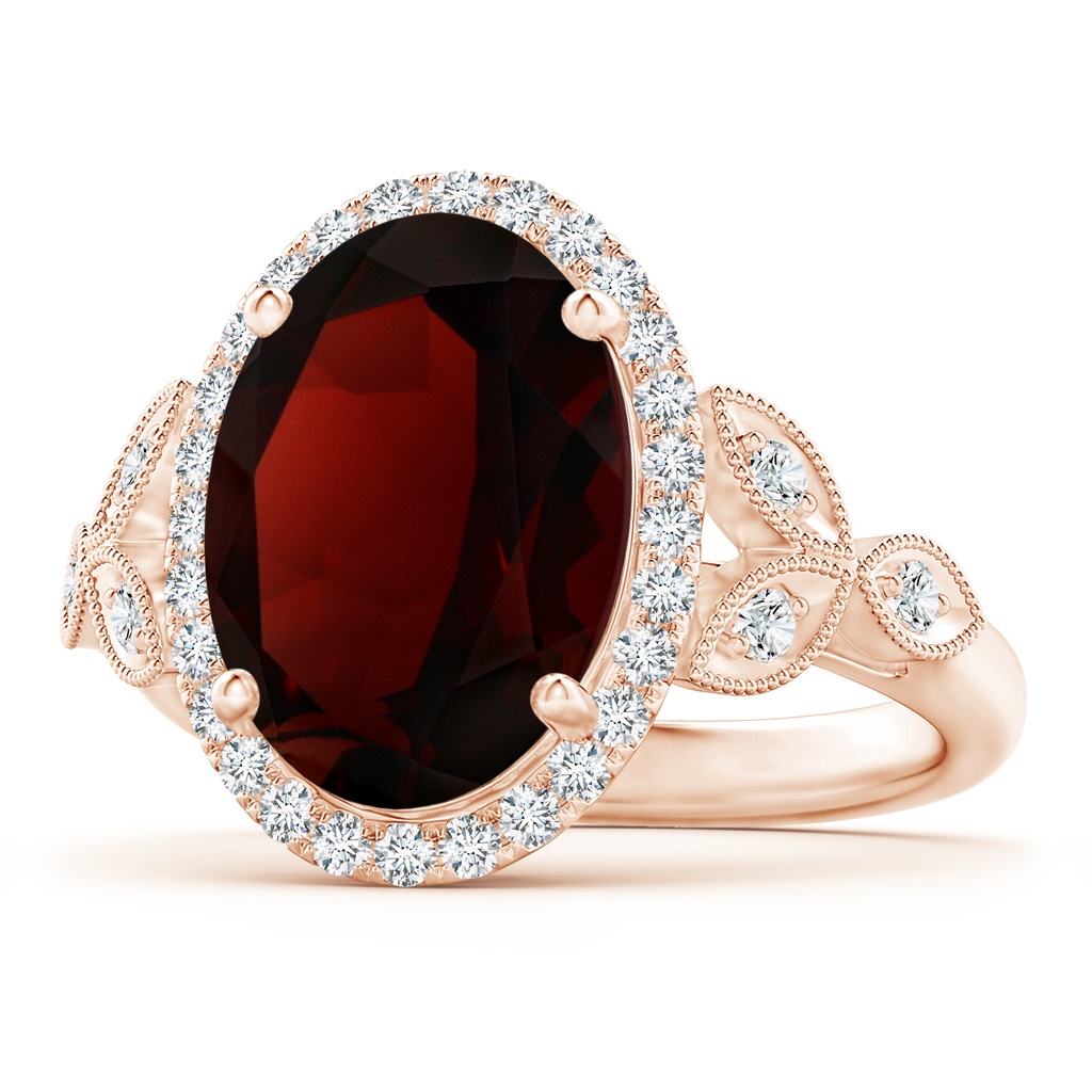 14.15x10.09x6.12mm AAA Vintage Inspired GIA Certified Oval Garnet Halo Ring in Rose Gold