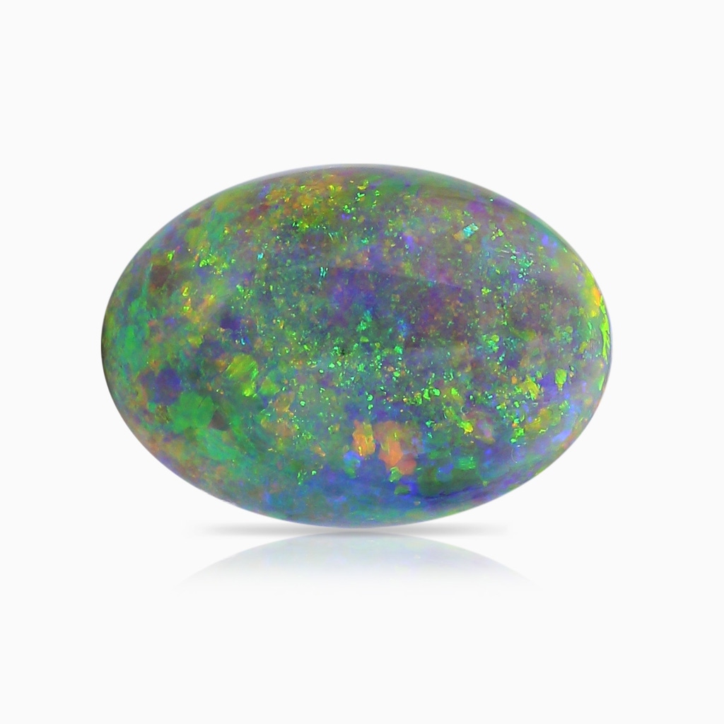 13.63x9.76x5.15mm AAA GIA Certified Oval Black Opal Ring with Diamond Accents in 18K White Gold Side 799