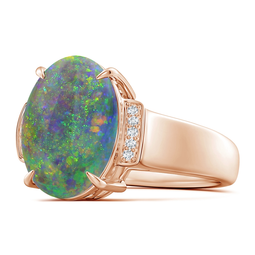 13.63x9.76x5.15mm AAA GIA Certified Oval Black Opal Ring with Diamond Accents in Rose Gold