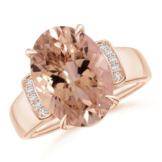 14.03x10.03x7.32mm AAAA GIA Certified Oval Morganite Ring with Diamond Accents in 10K Rose Gold