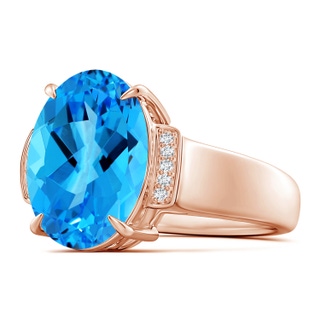 14.11x10.04x6.69mm AAA GIA Certified Oval Swiss Blue Topaz Ring with Diamond Accents - 8 CT TW in 18K Rose Gold