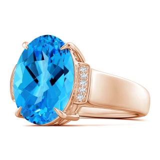 14.11x10.04x6.69mm AAA GIA Certified Oval Swiss Blue Topaz Ring with Diamond Accents - 8 CT TW in 9K Rose Gold