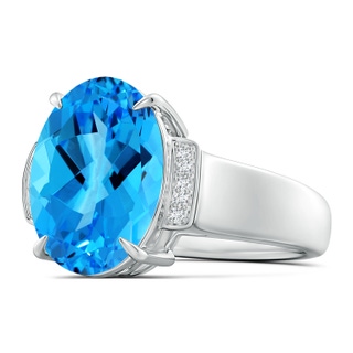 14.11x10.04x6.69mm AAA GIA Certified Oval Swiss Blue Topaz Ring with Diamond Accents - 8 CT TW in White Gold