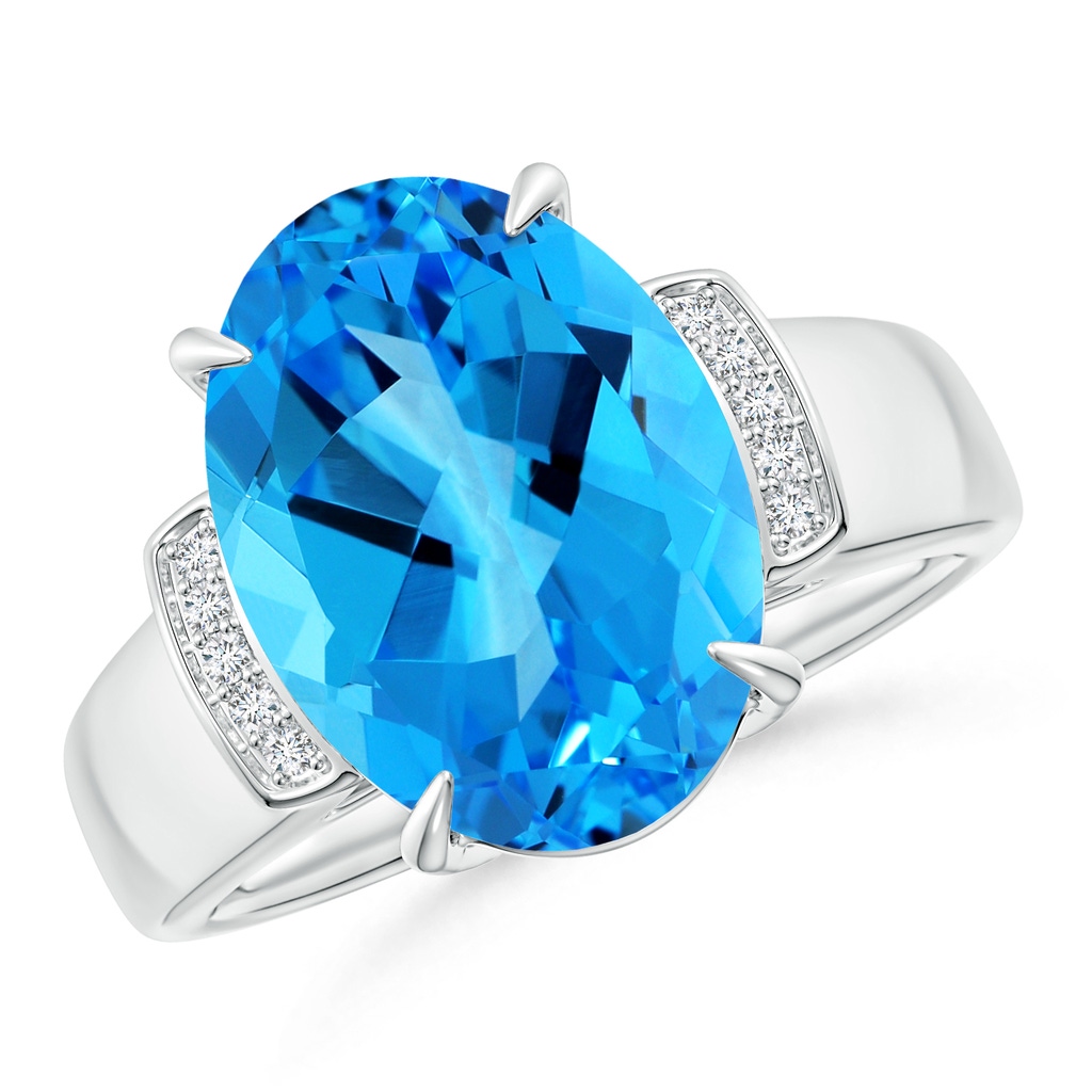 14.11x10.04x6.69mm AAA GIA Certified Oval Swiss Blue Topaz Ring with Diamond Accents - 8 CT TW in White Gold - side 199