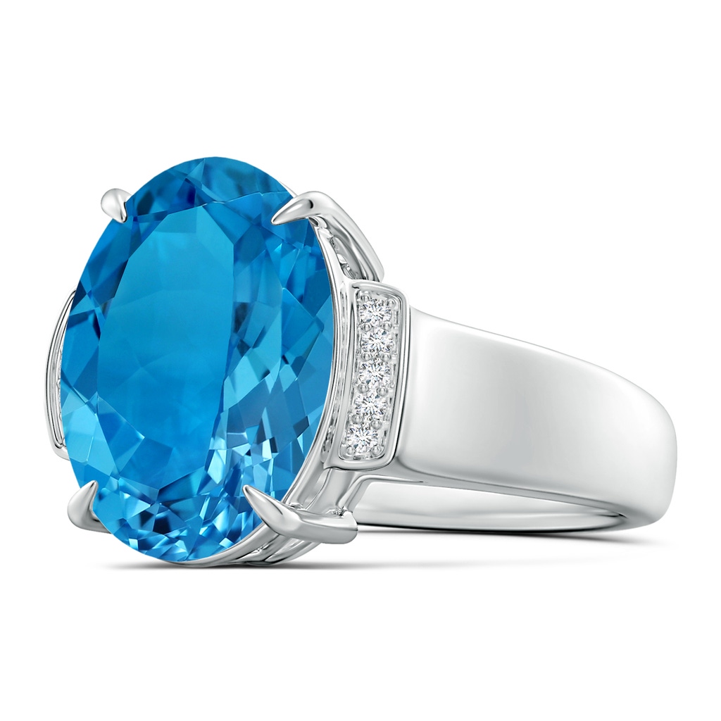 14.11x10.13x6.15mm AAA GIA Certified Oval Swiss Blue Topaz Ring with Diamond Accents. in White Gold Side 199
