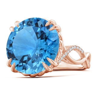 16.99-17.07x9.72mm AAAA GIA Certified Swiss Blue Topaz Crossover Cocktail Ring in 18K Rose Gold
