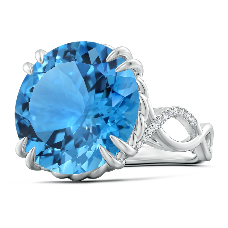 16.99-17.07x9.72mm AAAA GIA Certified Swiss Blue Topaz Crossover Cocktail Ring in 18K White Gold 