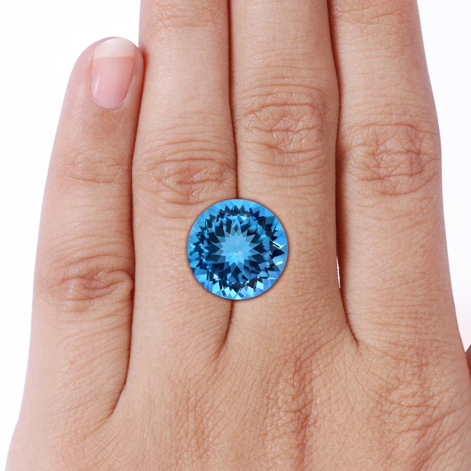 16.99-17.07x9.72mm AAAA GIA Certified Swiss Blue Topaz Crossover Cocktail Ring in 18K White Gold product image