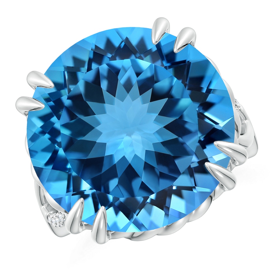 16.99-17.07x9.72mm AAAA GIA Certified Swiss Blue Topaz Crossover Cocktail Ring in 18K White Gold product image
