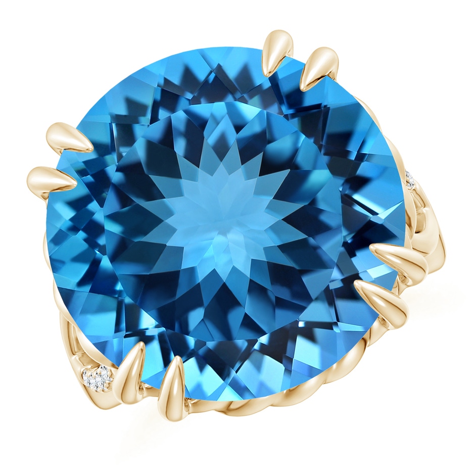 16.99-17.07x9.72mm AAAA GIA Certified Swiss Blue Topaz Crossover Cocktail Ring in Yellow Gold product image