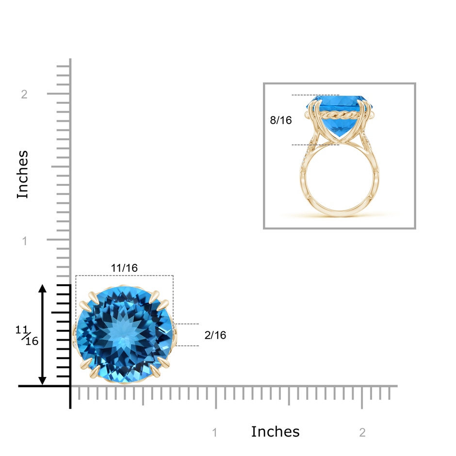16.99-17.07x9.72mm AAAA GIA Certified Swiss Blue Topaz Crossover Cocktail Ring in Yellow Gold product image