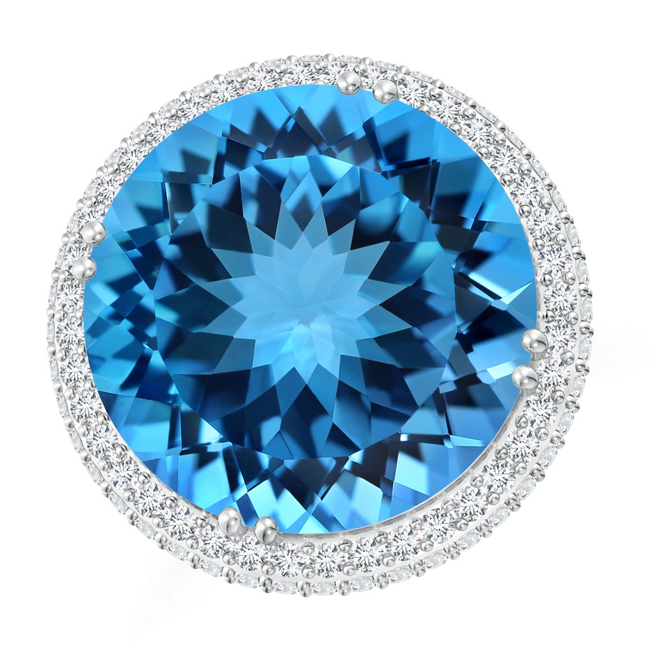 16.99-17.07x9.72mm AAAA GIA Certified Round Swiss Blue Topaz Double Halo Ring - 20.3 CT TW in White Gold product image